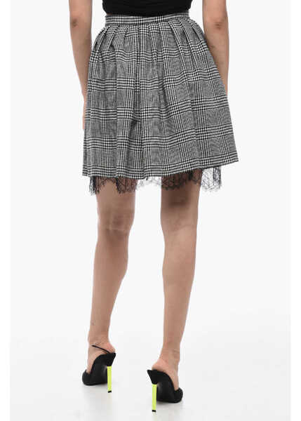 Fuste scurte Dior Tartan Wool Circle Skirt Black & White Femei (BM 15519553) 2