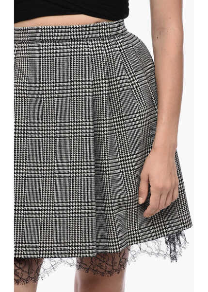 Fuste scurte Dior Tartan Wool Circle Skirt Black & White Femei (BM 15519553) 3