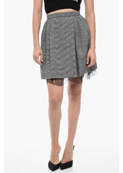 Fuste scurte Dior Tartan Wool Circle Skirt Black & White Femei (BM 15519553) 1