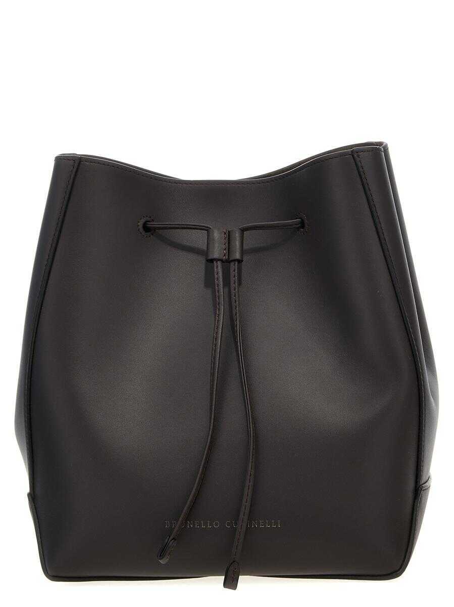 Genti de umar Brunello Cucinelli Brunello Cucinelli Monile Bucket Bag BROWN Femei (BM 15525421) 1
