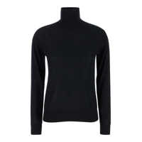 Topuri Black High Neck Pullover With Ribbed Trim In Wool Woman Femei