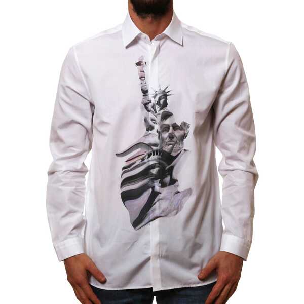 Camasi Neil Barrett Neil Barrett State Of Liberty Cotton Shirt White Barbati (BM 15542212) 2
