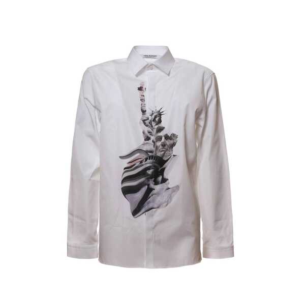Camasi Neil Barrett Neil Barrett State Of Liberty Cotton Shirt White Barbati (BM 15542212) 1