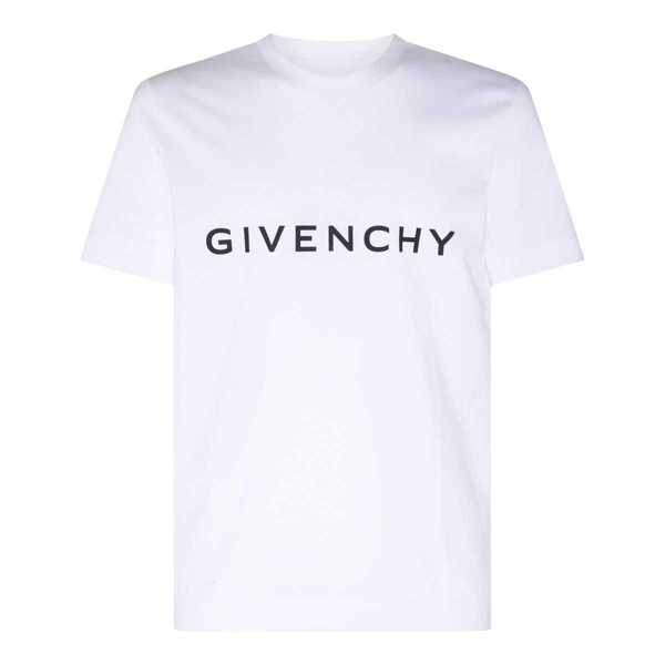 Tricouri Givenchy Givenchy White Cotton Logo T-Shirt WHITE Barbati (BM 15546652) 1
