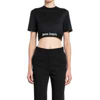 Tricouri Palm Angels Logo Cotton Cropped T-Shirt Femei