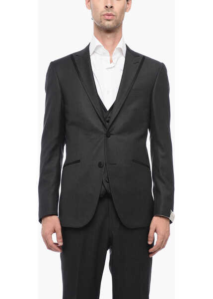 Costume CORNELIANI 3 Piece Cerimonia Academy Suit With Satin Details Black Barbati (BM 15551467) 2