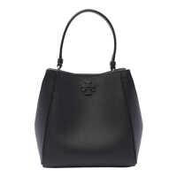 Genti de umar 'Mcgraw Small' Black Bucket Bag With Double T In Hammered Leather Woman Femei