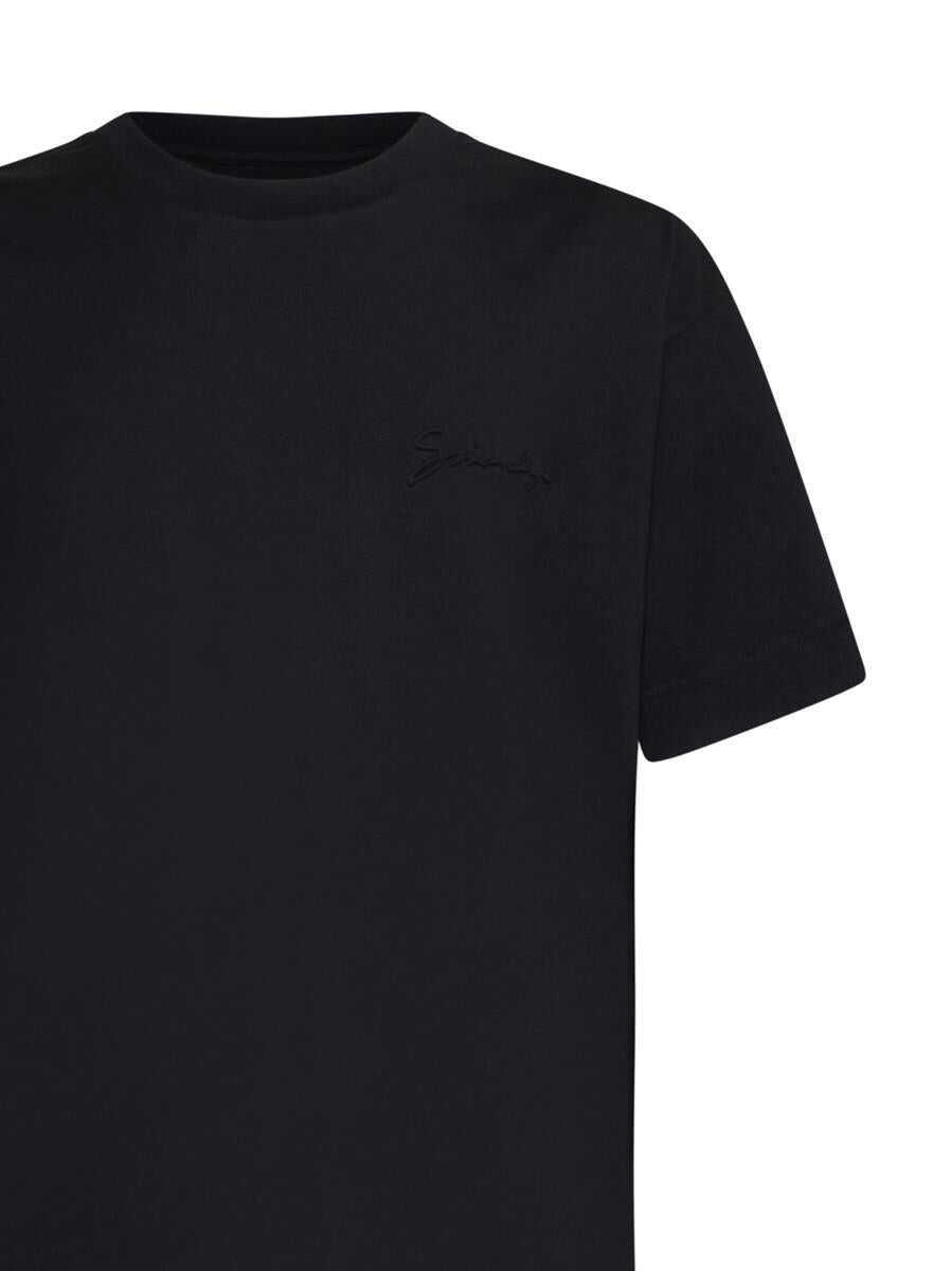 Tricouri Givenchy Black Crewneck T-Shirt With Logo Lettering Detail In Cotton Man Black Barbati (BM 15561927) 3