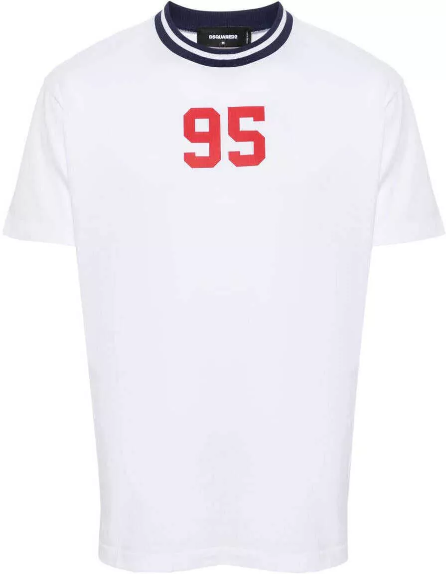 Tricouri DSQUARED2 Dsquared2 Number-Print Cotton T-Shirt WHITE Barbati (BM 15575794) 1