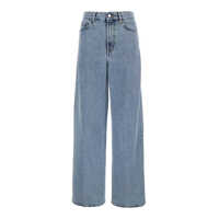 Blugi Light Blue Wide Jeans With Logo Patch In Denim Woman Femei
