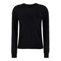 Pulovere Black Crewneck Long Sleeve Sweater In Fabric Woman Femei