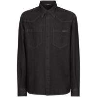 Camasi de blugi Dolce & Gabbana Logo Detail Denim Shirt Barbati