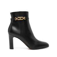 Bocanci Black Ankle Boots With T Chain Detail In Leather Woman Femei