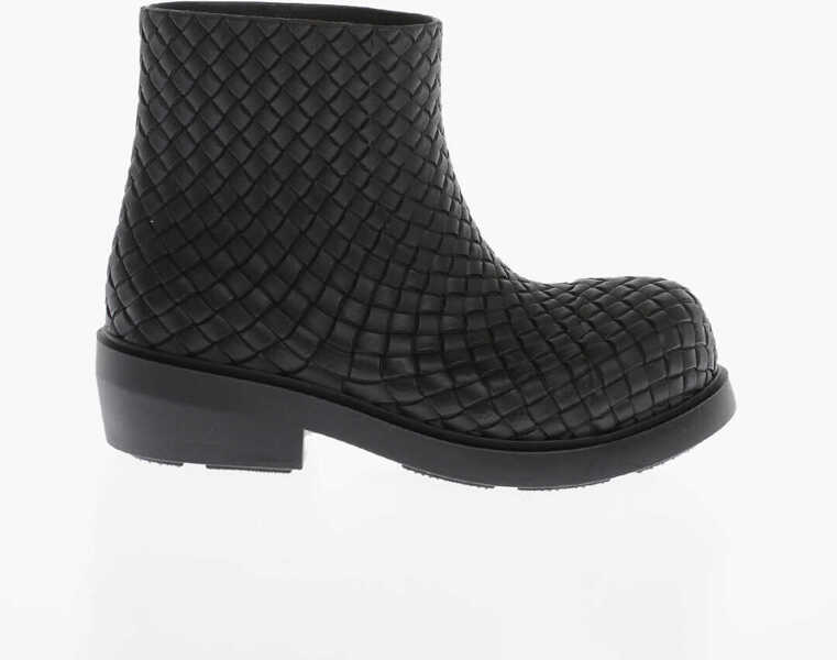 Botine Bottega Veneta Woven Rubber Fireman Pull-On Booties Black Femei (BM 15587354) 3