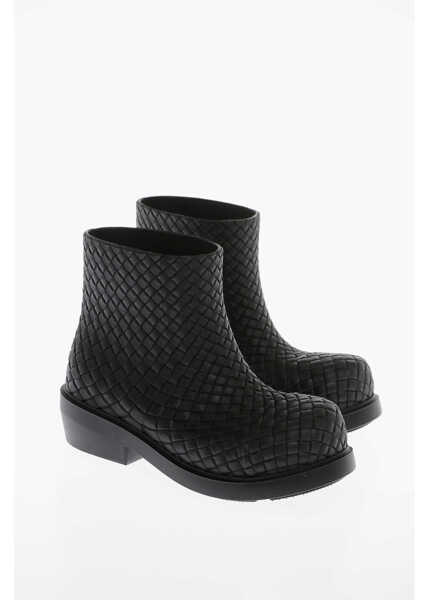 Botine Bottega Veneta Woven Rubber Fireman Pull-On Booties Black Femei (BM 15587354) 1