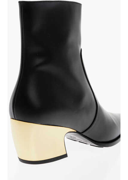 Botine Bottega Veneta Leather Tokyo Western Booties With Metal Heel 5Cm Black Femei (BM 15587684) 4