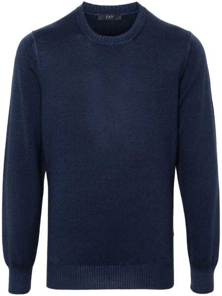 Pulovere Fay ROUNDED SWEATER Blue Barbati (BM 15614078) 1
