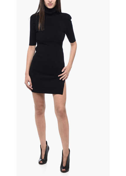Rochii elegante DSQUARED2 Turtleneck Dress With Padded Shoulders Black Femei (BM 15614576) 1