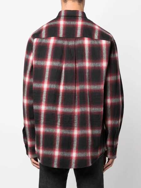 Camasi casual DSQUARED2 Flannel Shirt With Lettering Print Red Barbati (BM 15614588) 4