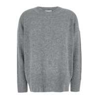 Pulovere Grey Crewneck Sweater With Dropped Shoulders In Cashmere Woman Femei