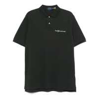 Tricouri Polo Black Polo Shirt With Classic Collar And Logo Lettering On The Front In Tech Fabric Man Barbati