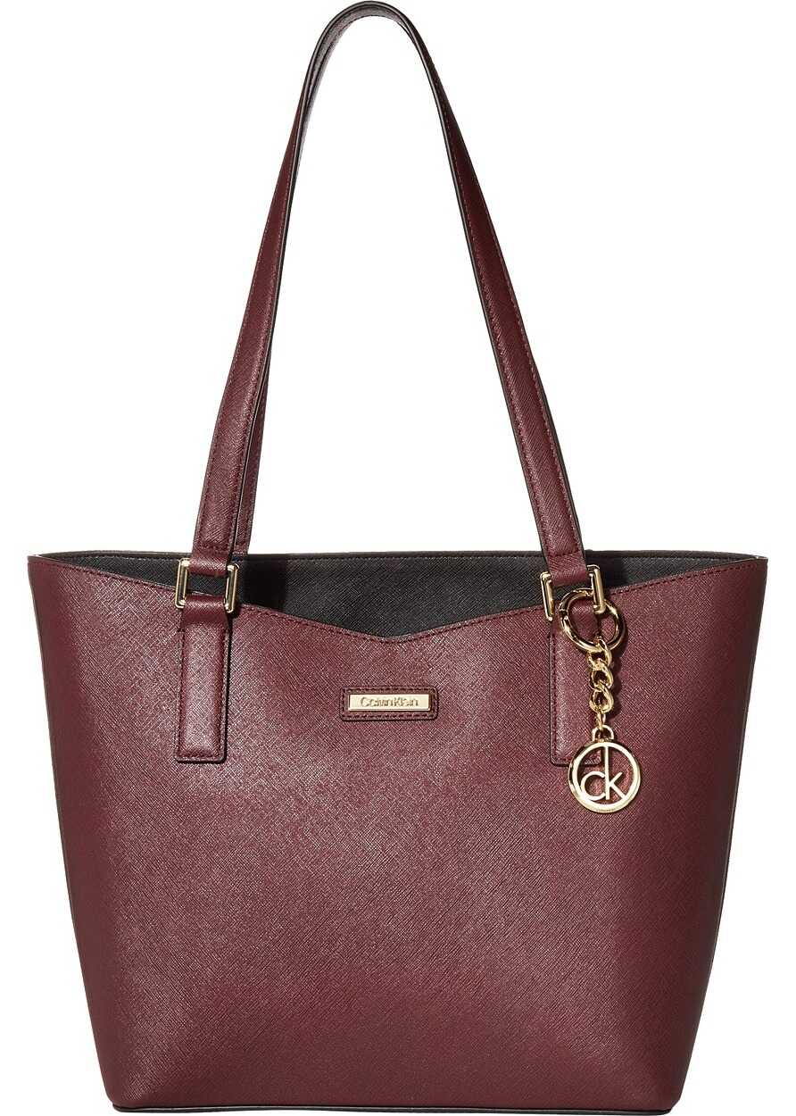 Calvin Klein Key Item Saffiano Tote Rum Raisin