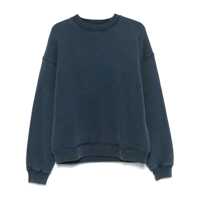 Topuri Blue Crewneck Sweatshirt With Logo Embroidery In Cotton Man Barbati