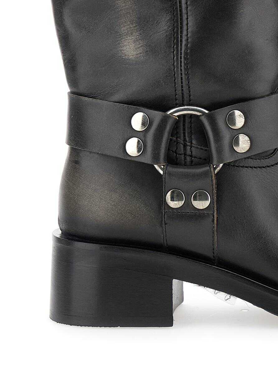 Bocanci STRATEGIA Black Ankle Boots With Studs And Ring In Leather Woman Black Femei (BM 15621125) 4