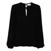 Bluze Black Cut-Out Blouse In Light Fabric Woman Femei