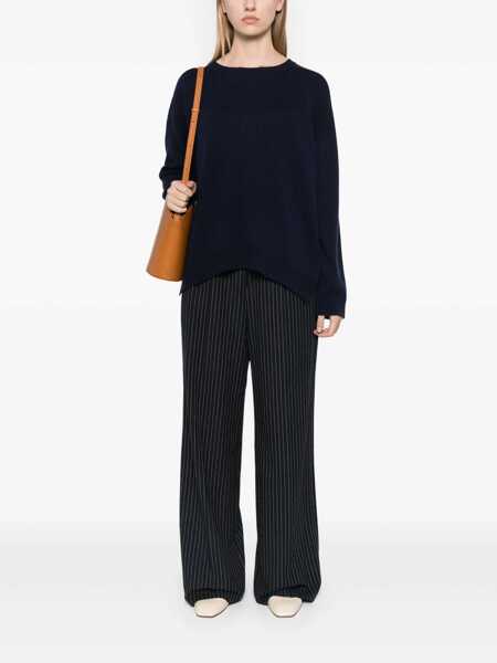 Pulovere P.A.R.O.S.H. Blue Crewneck Sweater With Asymmetric Hem In Wool And Cashmere Woman BLUE Femei (BM 15623633) 2