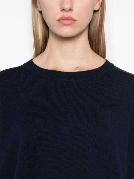 Pulovere P.A.R.O.S.H. Blue Crewneck Sweater With Asymmetric Hem In Wool And Cashmere Woman BLUE Femei (BM 15623633) 5
