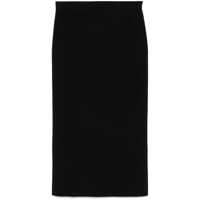 Fuste Black Skirt With High Elastic Waist And Straight Hem In Wool And Cashmere Stretch Woman Femei