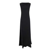 Rochii 'Montereal' Black Long Dress With Draped Neck In Satin Woman Femei