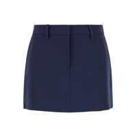 Fuste Blue Flared Miniskirt With Belt Loops In Tech Fabric Woman Femei
