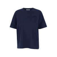 Tricouri Blue Crewneck T-Shirt With Fox Head Logo Patch On The Front In Cotton Woman Femei