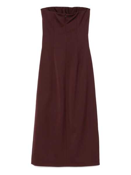 Rochii Semicouture Bordeaux Sleeveless Midi Dress With Bustier-Style Neckline In Wool Blend Stretch Woman Red Femei (BM 15630803) 2