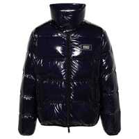 Geci de iarna Blue Down Jacket With Logo Patch On The Front In Tech Fabric Man Barbati