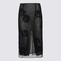 Fuste Blumarine Black Nylon Rose Skirt Femei