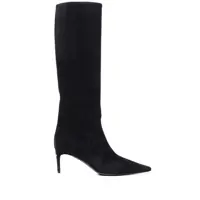 Bocanci Black High Boots With Dg Logo In Suede Woman Femei