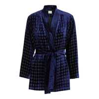 Geci 'Eugenie' Blue Jacket With V Neck And All-Over Check Motif In Viscose Blend Woman Femei