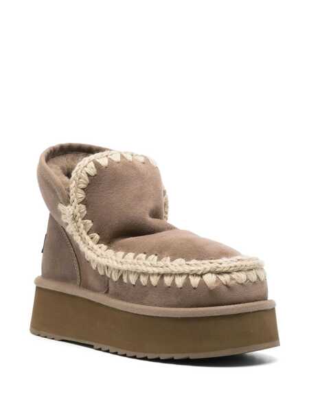 Bocanci Mou Mini Eskimo Brown Ankle Boots With Logo Patch On The Rear In Leather And Suede Woman GREY Femei (BM 15642734) 2