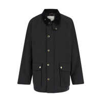 Geci 'Hunting' Black Jacket With Classic Collar And Adjustable Belt In Cotton Blend Man Barbati