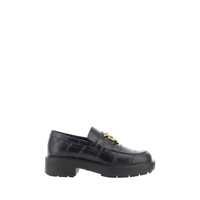 Mocasini Black Loafers With Logo Plate In Leather Woman Femei