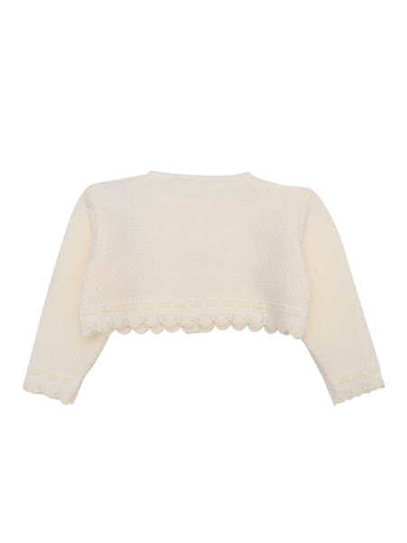 Cardigane Paz Rodriguez KNIT NEWBORN SHORT CARDIGAN PAZ OI 24-25 White Fete (BM 15664979) 2