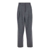 Pantaloni scurti Grey Pants With Belt Loops And Pences In Wool Blend Woman Femei