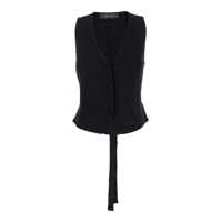 Geci Black Sleeveless Vest With V Neck In Viscose Blend Woman Femei
