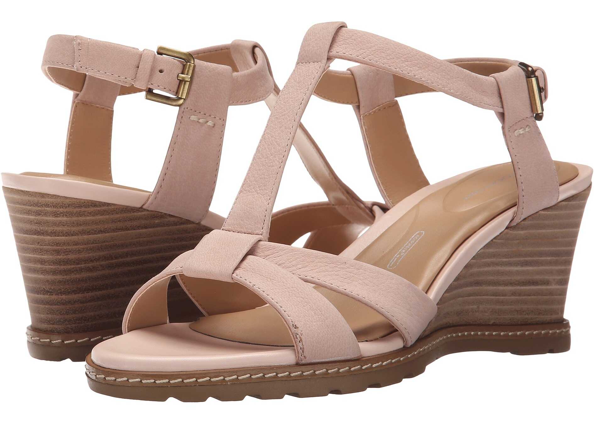 Sandala Rockport Garden Court T-Strap Rich Cloud Goat Tumble Nubuck