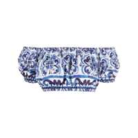 Topuri Dolce & Gabbana Woman'S  Cotton Poplin Maiolica Printed Crop Top Femei