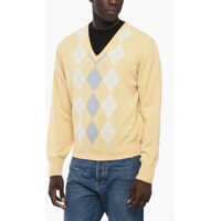 Pulovere Argyle Motif V-Neck Sweater Barbati