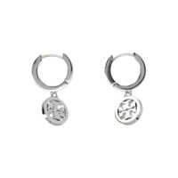 Bijuterii Tory Burch Dama - Cercei Tory Burch Tory Burch Miller Pave Huggie Hoop Earrings TORY SILVER / CRYSTAL Femei (BM 15685022) - B-mall.ro